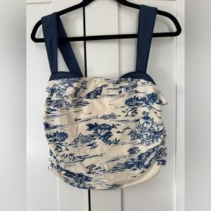 Free People tank. Blue and cream color with toile like print.